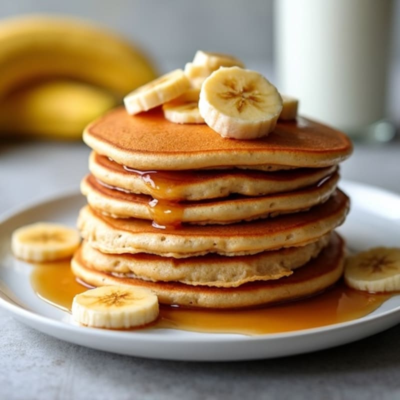 Fluffy Banana Protein Pancakes with Warm Caramelized Bananas