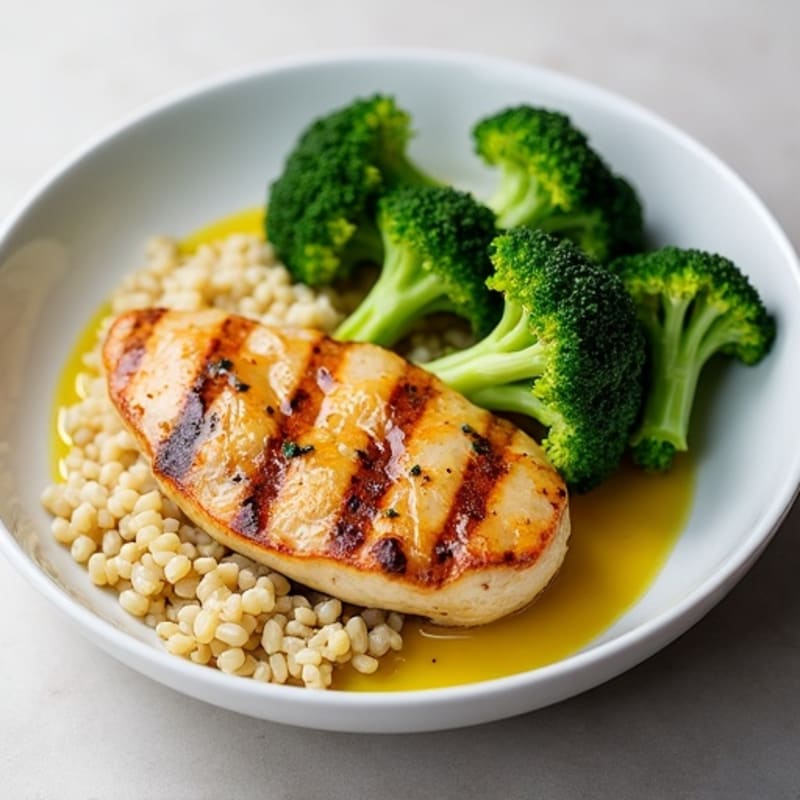 Grilled Chicken Breast with Quinoa and Steamed Broccoli