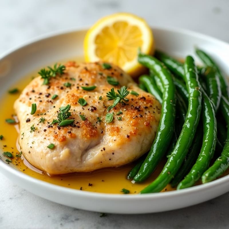 Lemon Herb Roasted Chicken with Crispy Green Beans