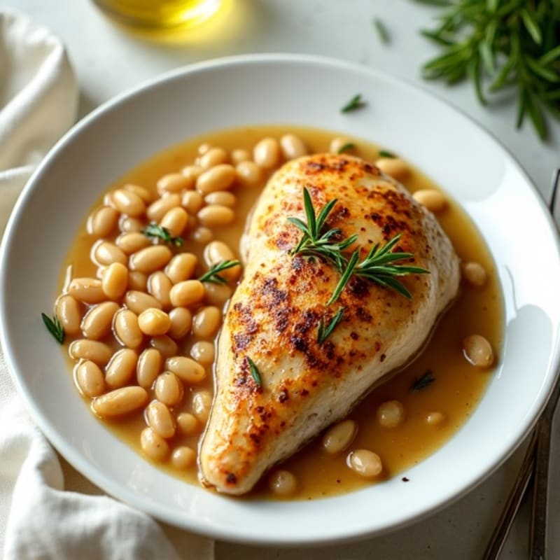 Herb-Roasted Chicken with Creamy Butter Beans