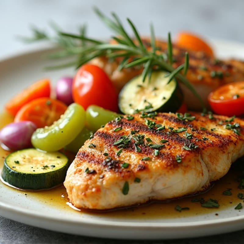 Herb-Crusted Pan Seared Chicken with Roasted Vegetables