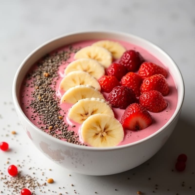 Silky Protein Strawberry Banana Smoothie Bowl with Chia Seeds