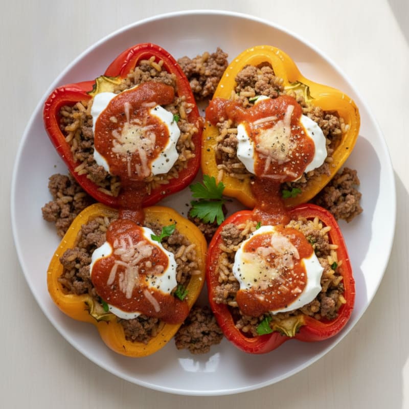 Beef and Rice Stuffed Bell Peppers