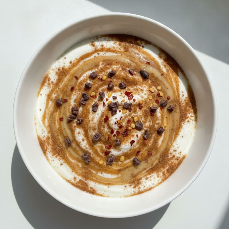 Creamy Protein Yogurt with Cinnamon and Crushed Red Pepper