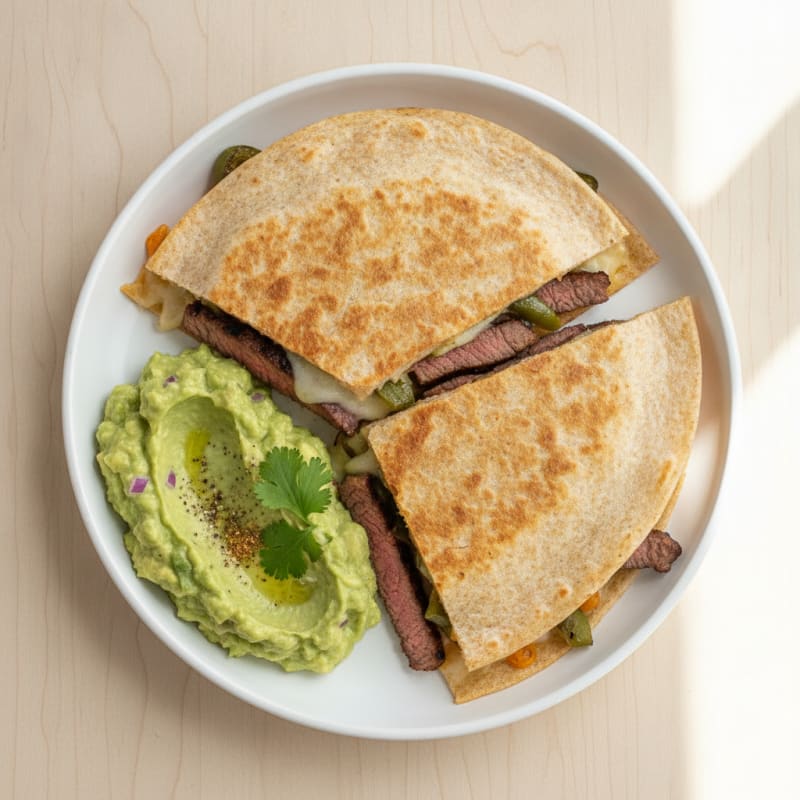 Carne Asada Quesadillas with Fresh Guacamole