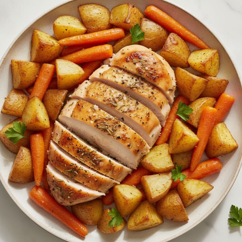 Herb-Roasted Chicken with Roasted Potatoes and Carrots