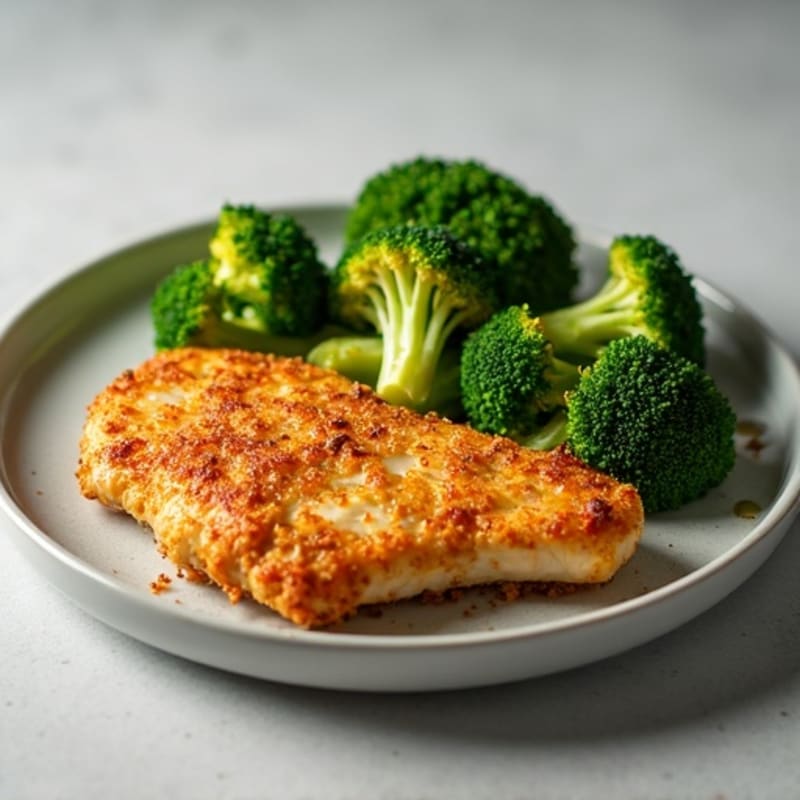 Crispy Buttermilk Oven-Baked Chicken with Roasted Broccoli