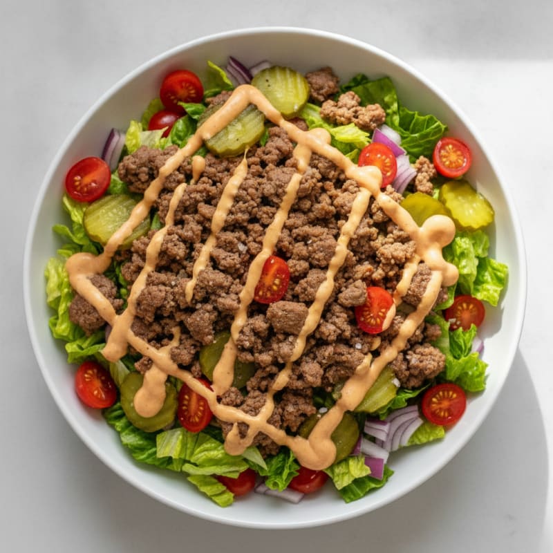 Loaded Burger Bowl with Special Sauce