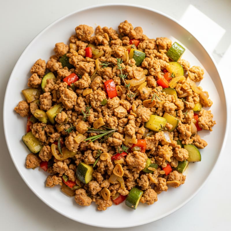 Herb-Roasted Ground Turkey and Vegetable Skillet