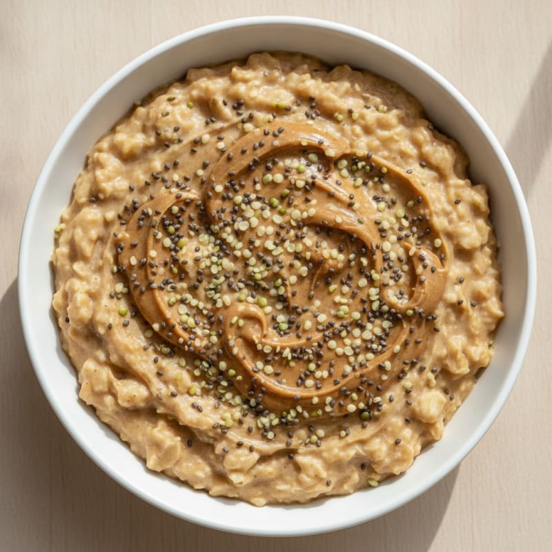 Creamy Almond Butter Protein Oats with Chia and Hemp Seeds