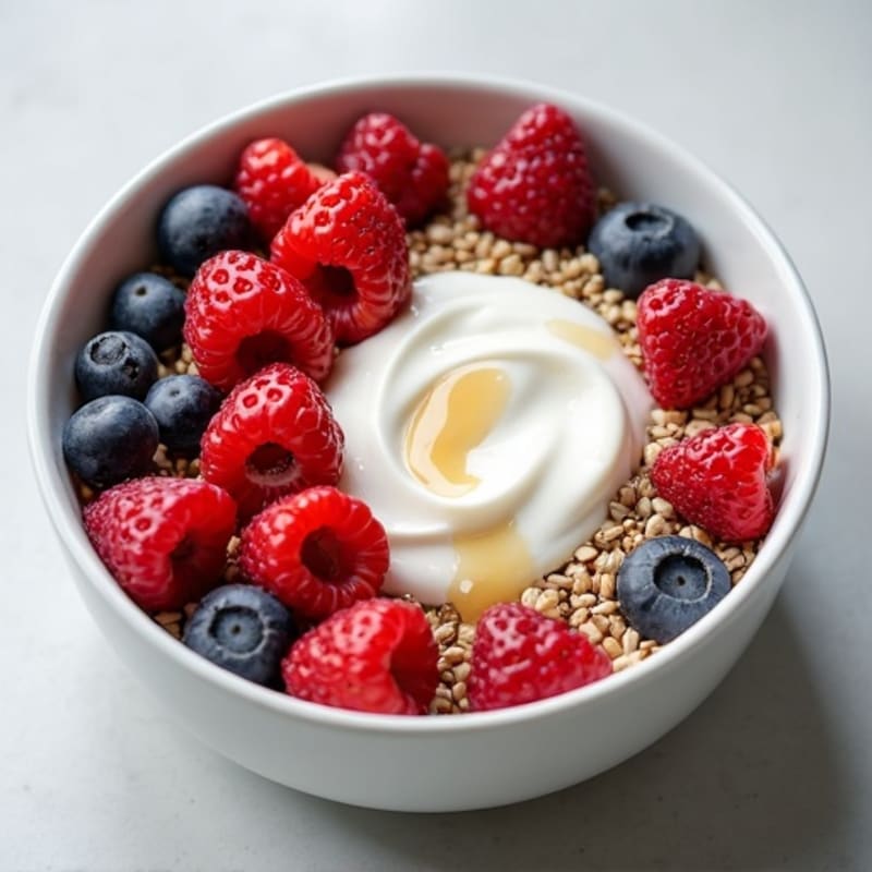 Silky Greek Yogurt Bowl with Hemp Seeds and Mixed Berries