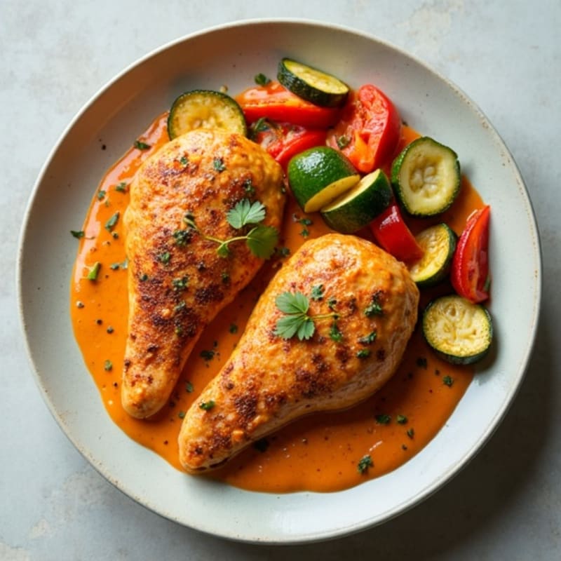 Healthy Creamy Chicken Tikka Masala with Roasted Vegetables