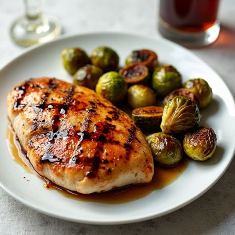 Balsamic Glazed Chicken with Crispy Roasted Brussels Sprouts