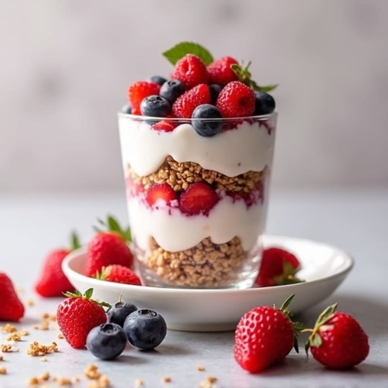 Greek Yogurt Protein Parfait with Mixed Berries