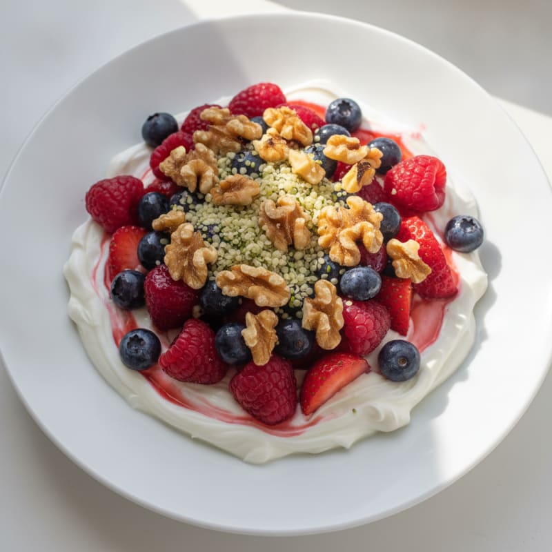 Greek Yogurt Protein Parfait with Mixed Berries