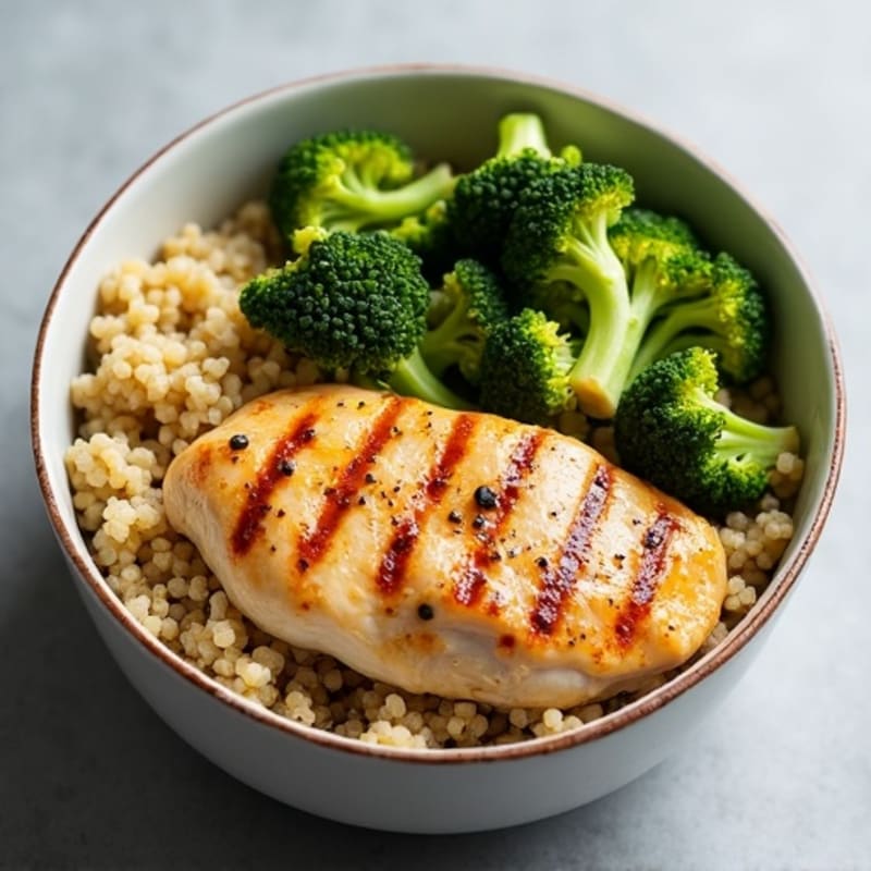 Grilled Chicken Breast with Roasted Broccoli and Quinoa