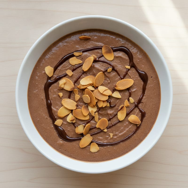 Silky Cottage Cheese Protein Pudding with Sliced Almonds