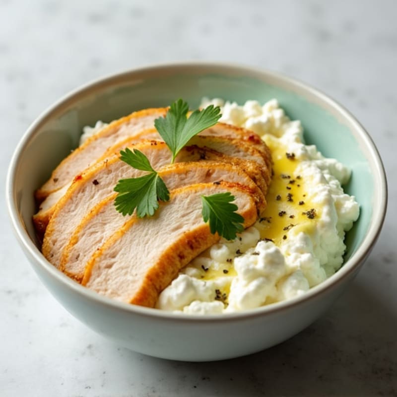 Cottage Cheese and Sliced Chicken Breast Bowl