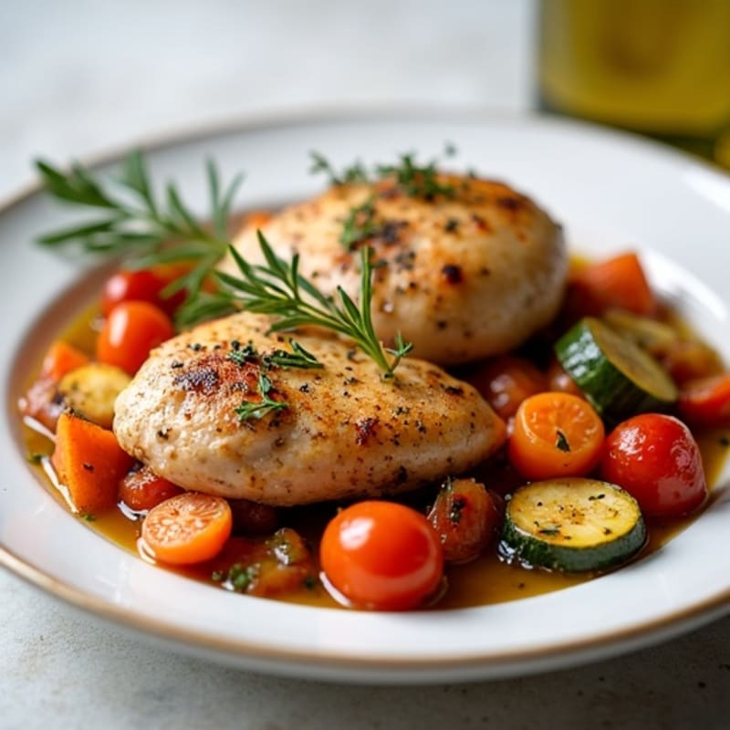 Herb-Roasted Chicken with Savory Braised Vegetables