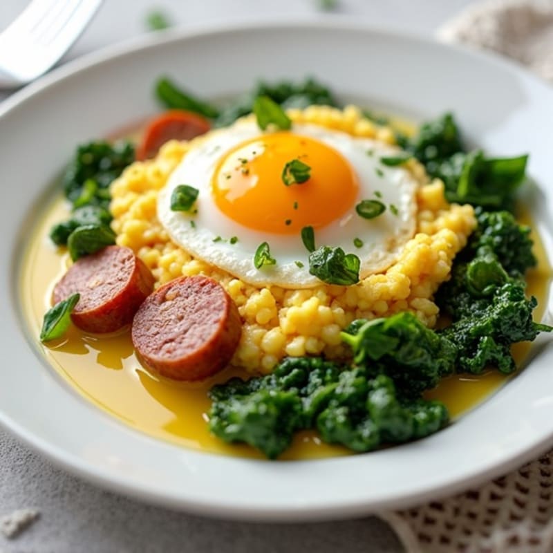 Scrambled Egg Whites with Spinach and Turkey Sausage