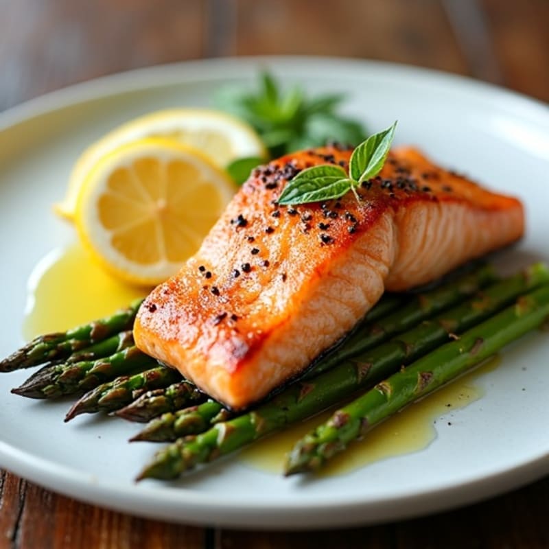 Seared Salmon Fillet with Roasted Asparagus