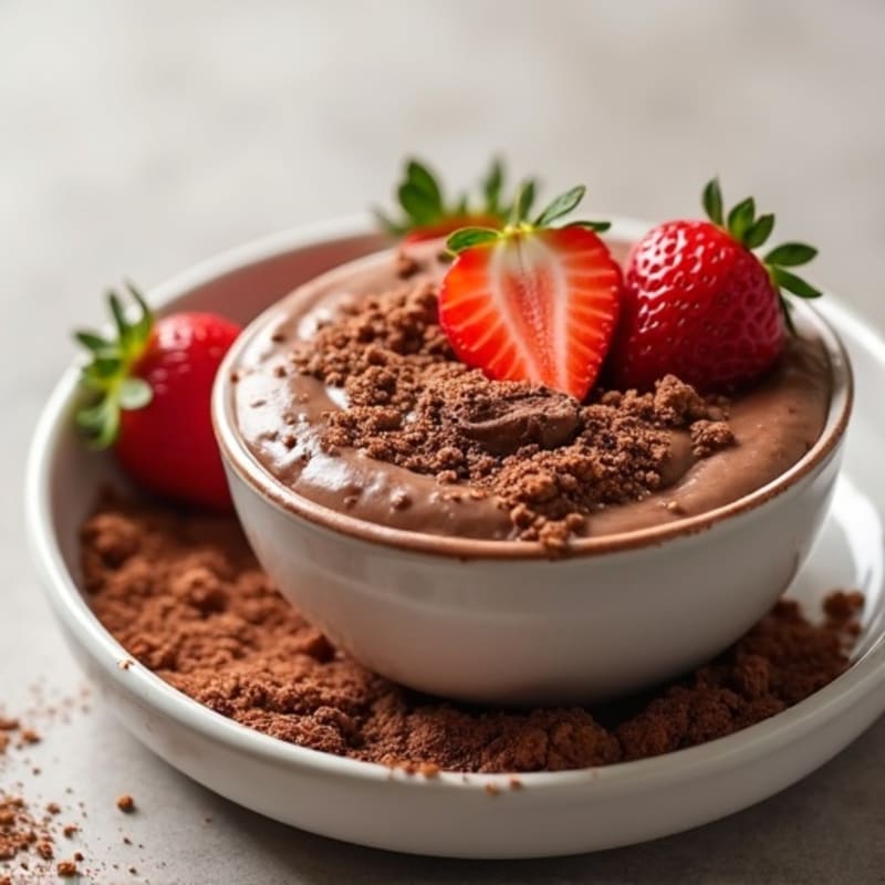 Silky Chocolate Protein Pudding with Fresh Strawberries