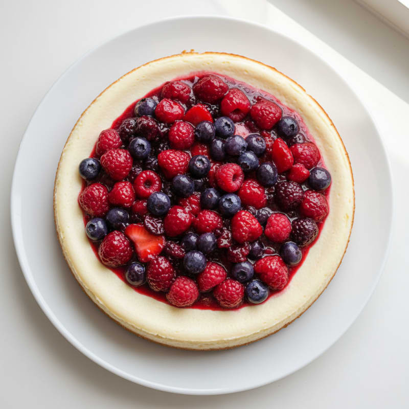 Coconut Cream Cheesecake with Berry Compote