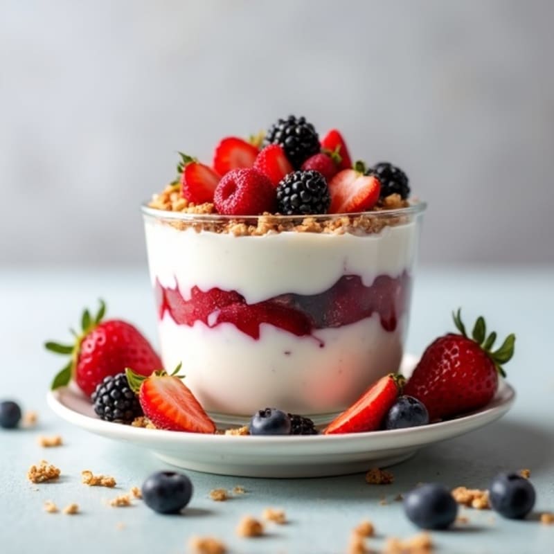 Greek Yogurt Parfait with Mixed Berries and Almond Butter