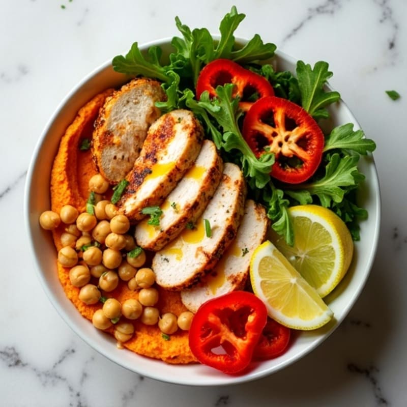 Creamy Roasted Red Pepper Hummus Bowl