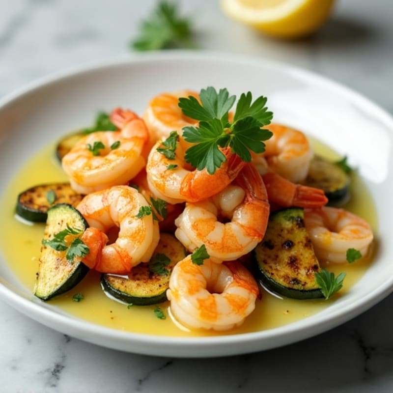 Lemon-Garlic Butter Shrimp with Herb-Roasted Zucchini