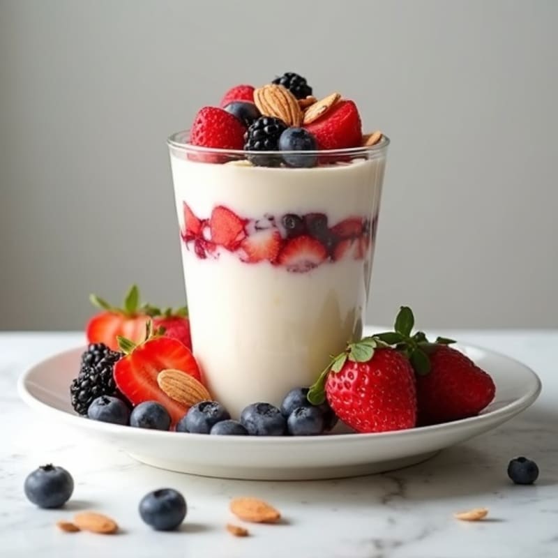 Creamy Greek Yogurt Protein Parfait with Berries and Almonds