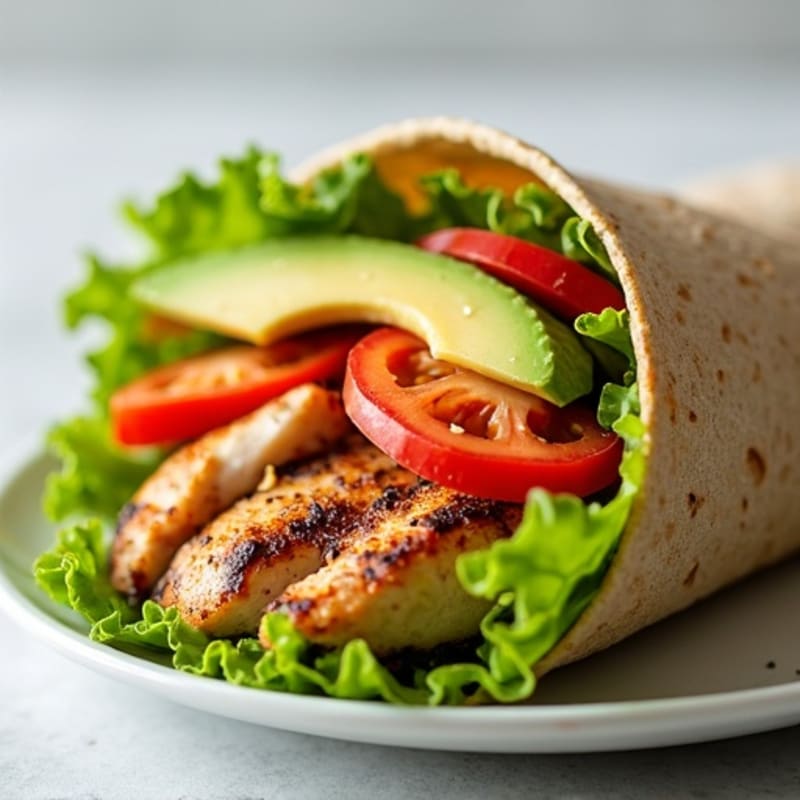 Fresh Grilled Chicken Whole Wheat Wrap with Crisp Veggies