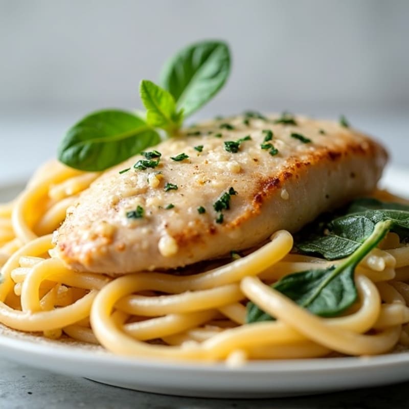 Healthy Creamy Chicken Alfredo Pasta