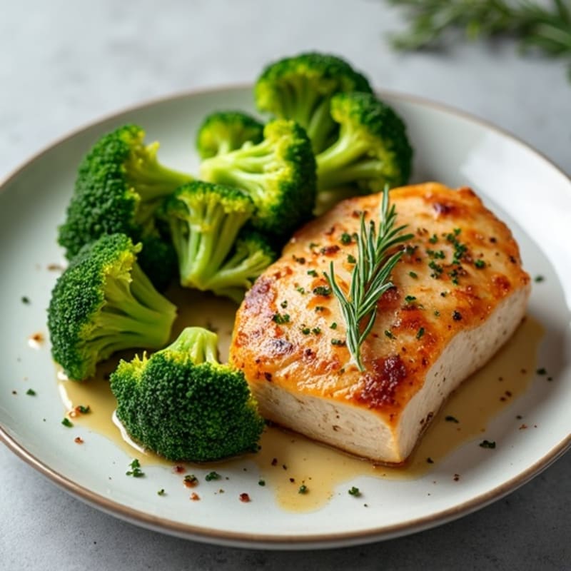 Herb-Roasted Lean Turkey Breast with Steamed Broccoli