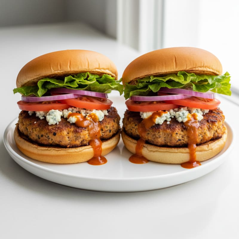 Crispy Buffalo Blue Cheese Burgers