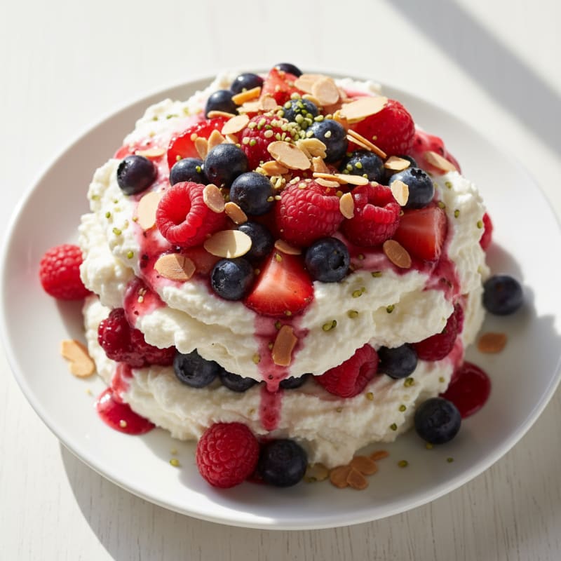 Greek Yogurt Protein Parfait with Mixed Berries and Almonds