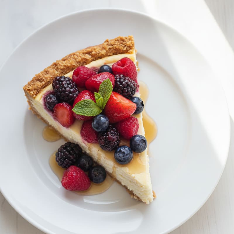 Greek Yogurt Protein Cheesecake with Mixed Berries
