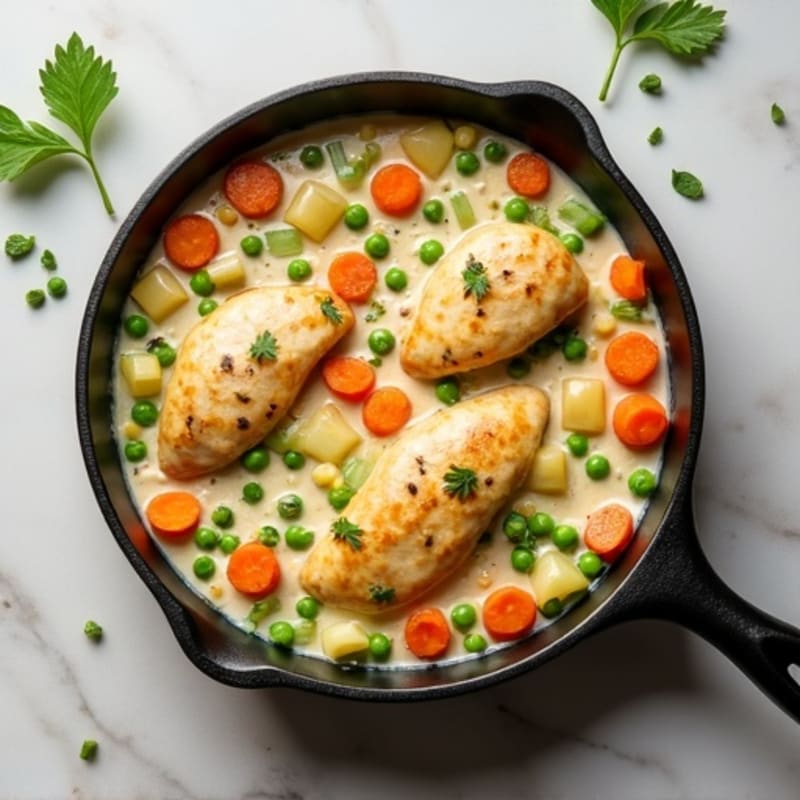 Healthy Creamy Chicken Pot Pie Skillet