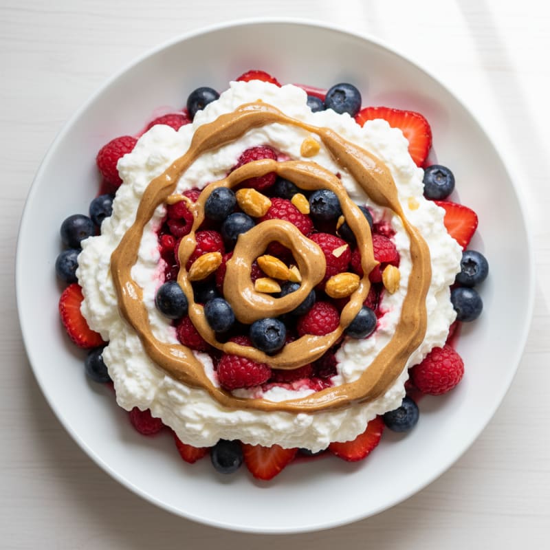 Greek Yogurt Protein Parfait with Mixed Berries and Almond Butter