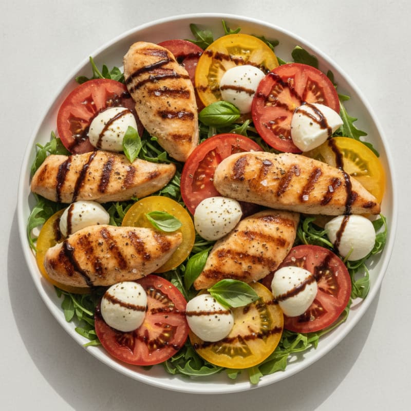 Grilled Chicken Caprese Salad with Balsamic Glaze
