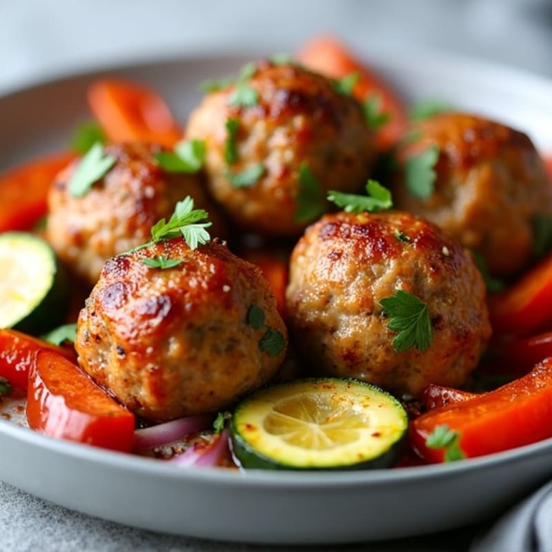 Sheet Pan Turkey Meatballs with Roasted Vegetables
