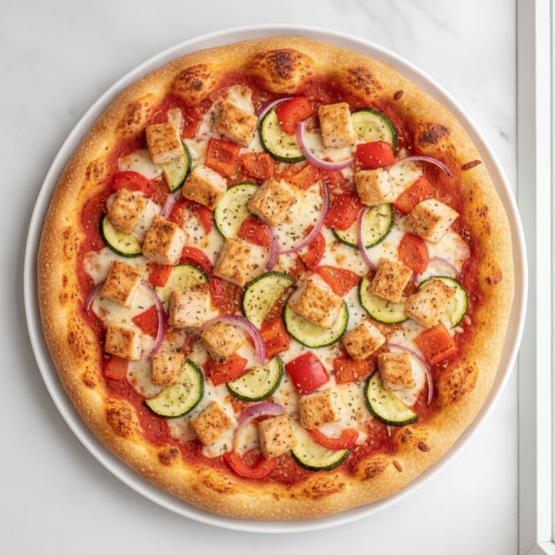 Cauliflower Crust Pizza with Roasted Vegetables