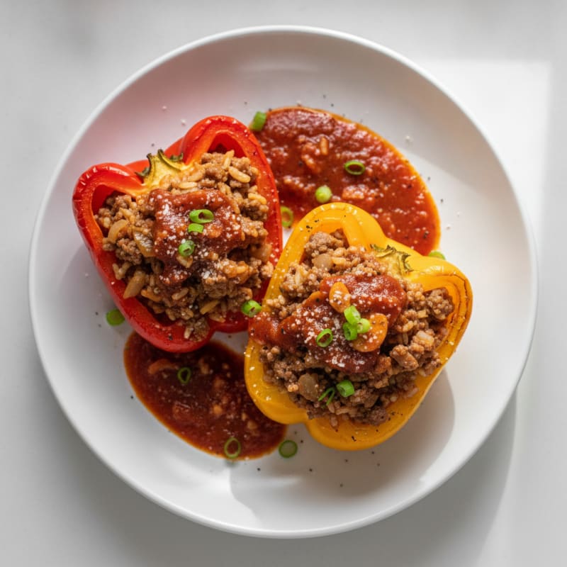 Beef and Rice Stuffed Bell Peppers