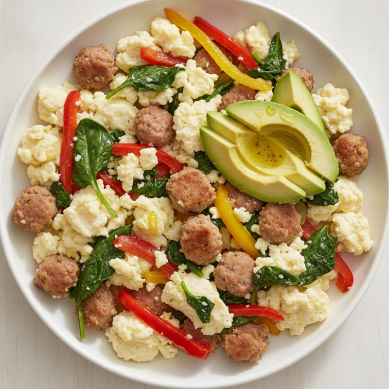Egg White and Turkey Sausage Scramble with Spinach