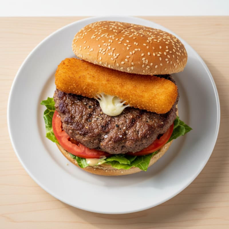 Crispy Mozzarella Stick Cheeseburger