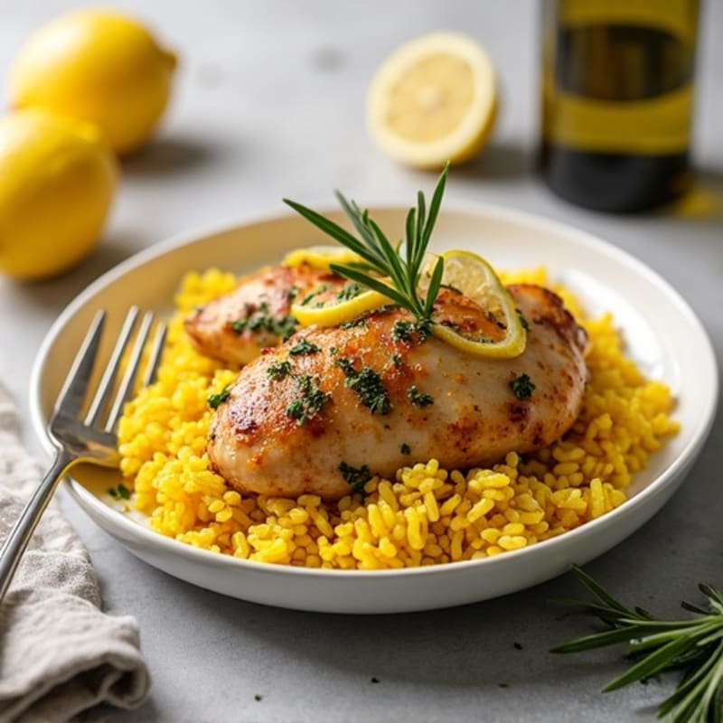 Herb-Roasted Chicken with Garlic Turmeric Rice