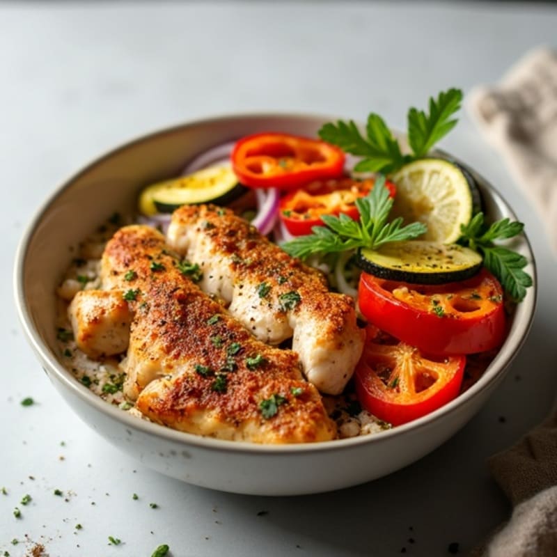 Herb-Spiced Chicken Shawarma Bowl with Roasted Vegetables