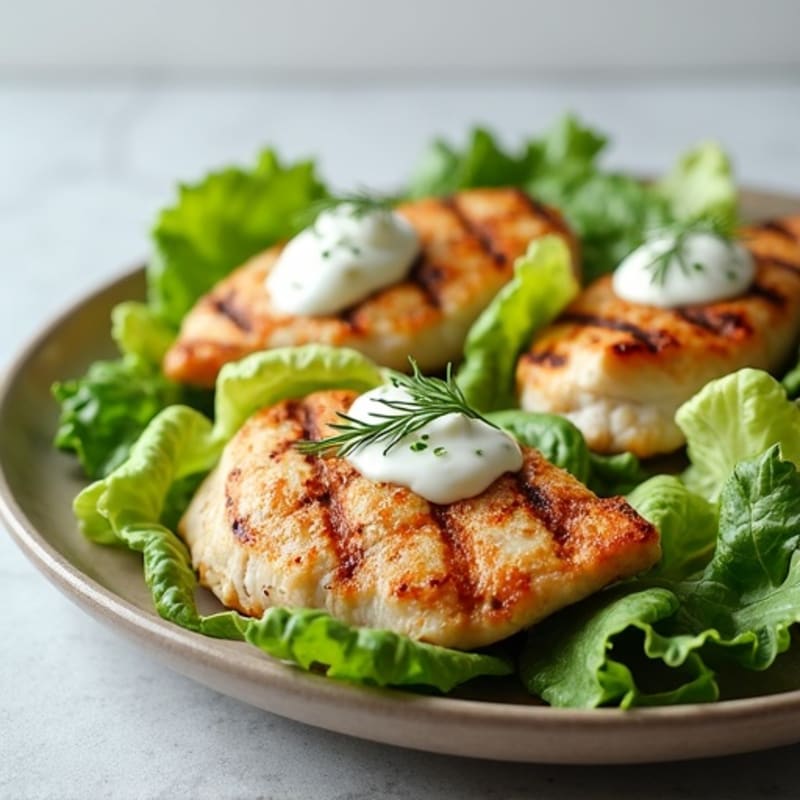 Grilled Chicken with Crisp Romaine and Creamy Garlic Dressing