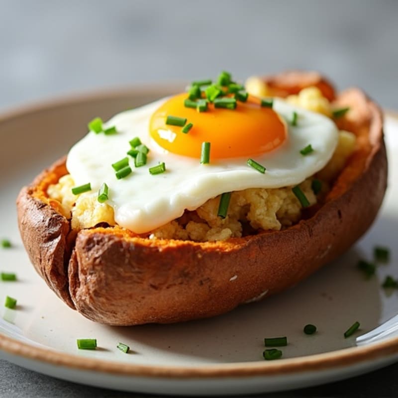 Crispy-Skin Loaded Sweet Potato with Greek Yogurt