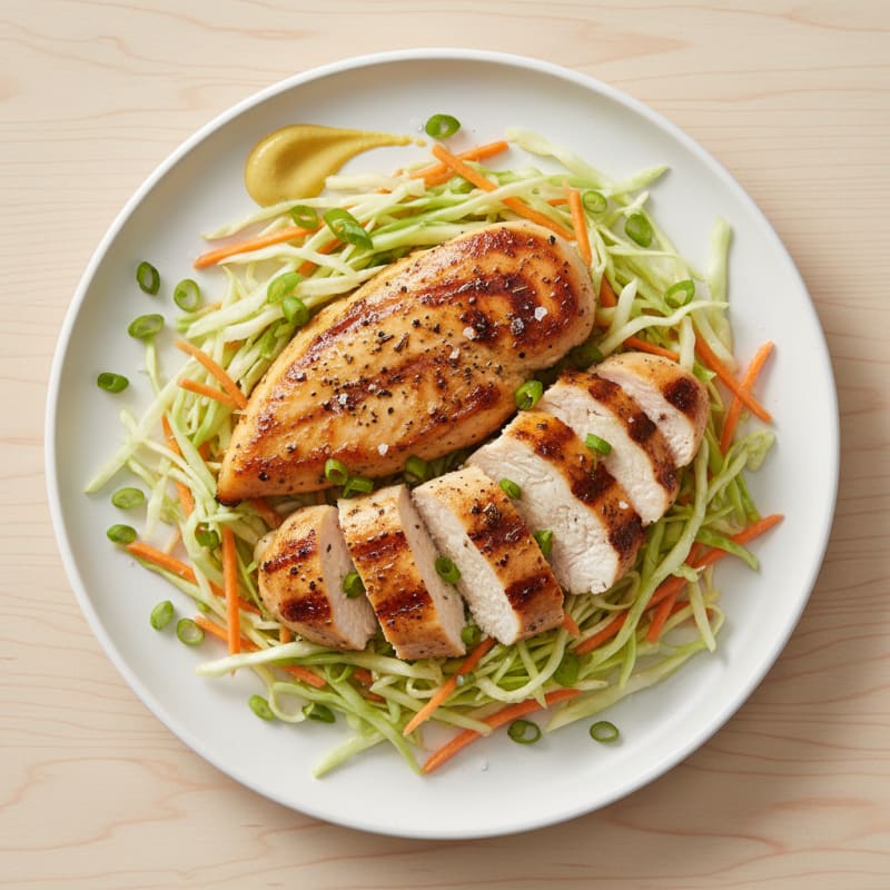 Grilled Chicken Breast with Crunchy Cabbage Slaw
